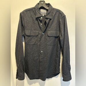 Bonobos Black Speckled Shirt, Wool, Polyester and Silk, Slim Fit Small